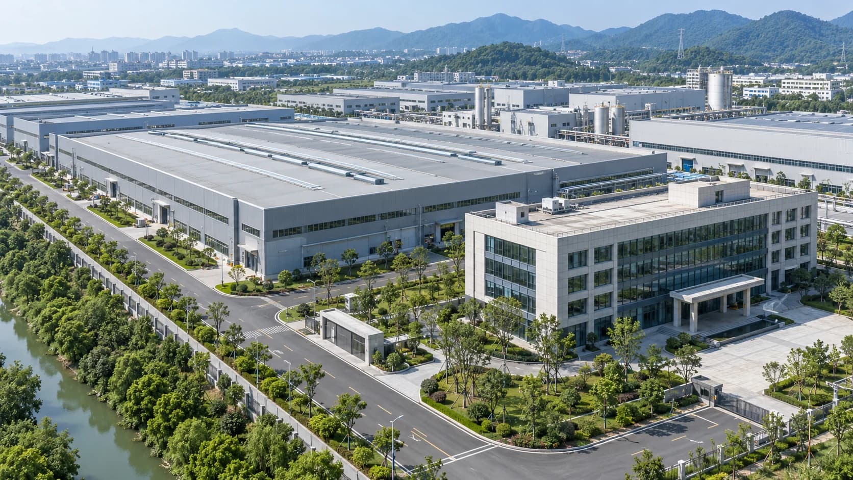 Illustrative modern manufacturing campus